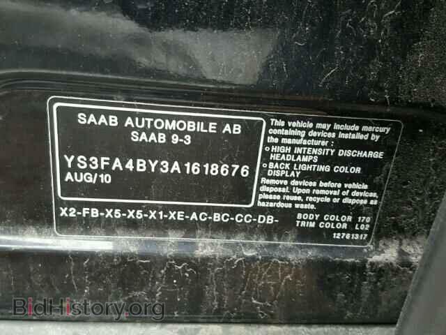 2010 SAAB 9 3 - VIN: YS3FA4BY3A1618676 - Фото 10