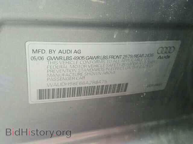 2006 AUDI A4 - VIN: WAUDH98E66A288475 - Фото 10