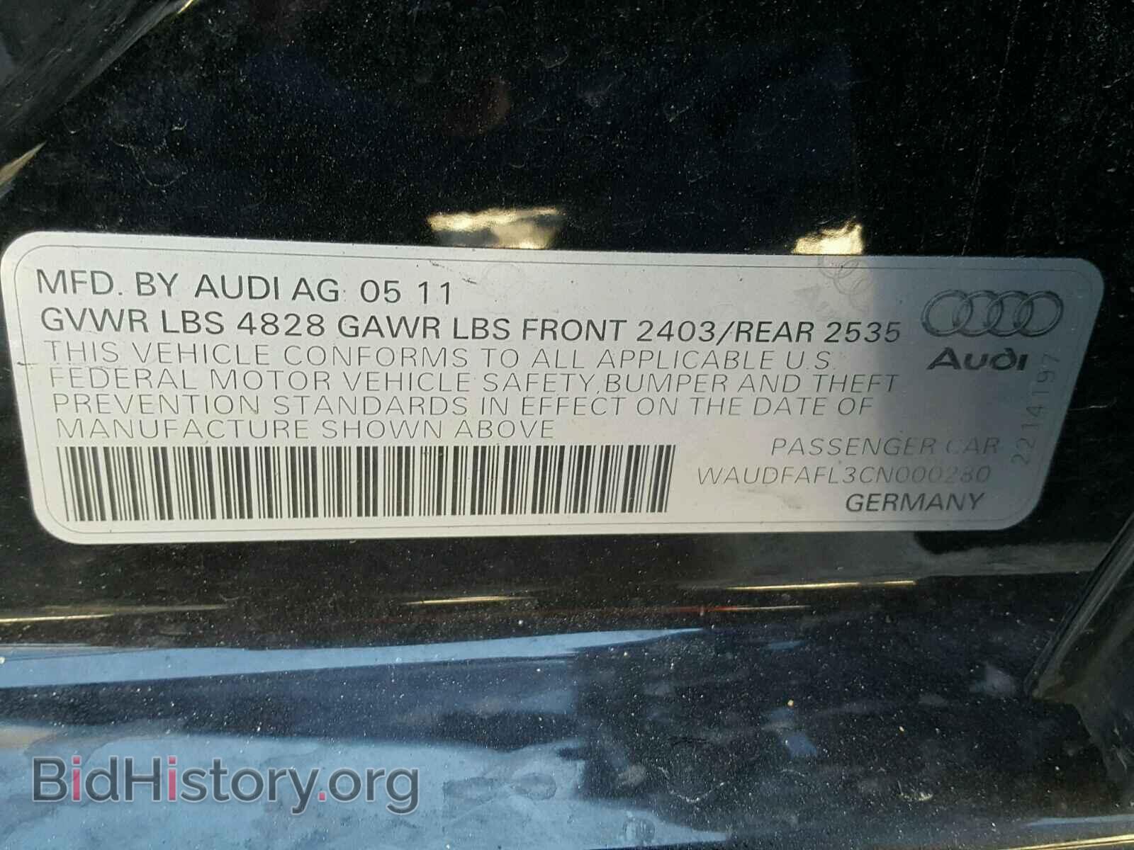 2012 AUDI A4 - VIN: WAUDFAFL3CN000280 - Photo 10