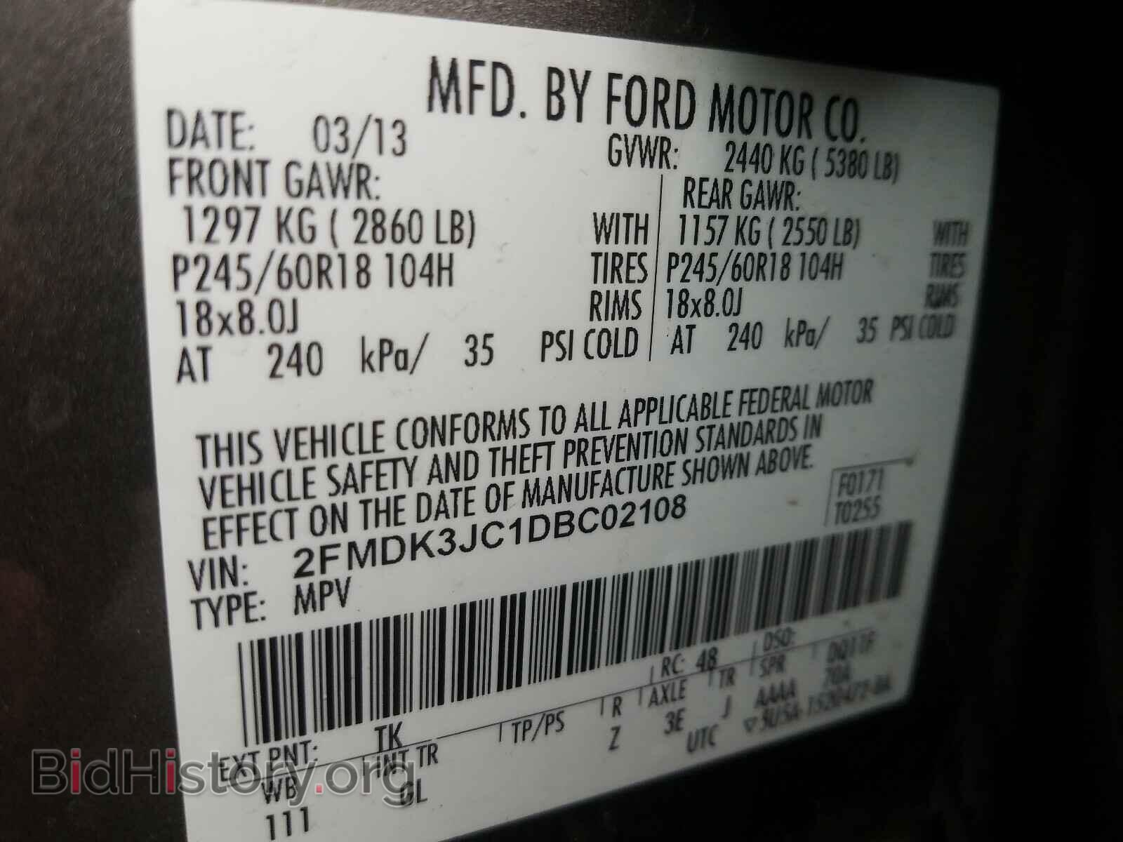 2013 FORD EDGE - VIN: 2FMDK3JC1DBC02108 - Photo 10