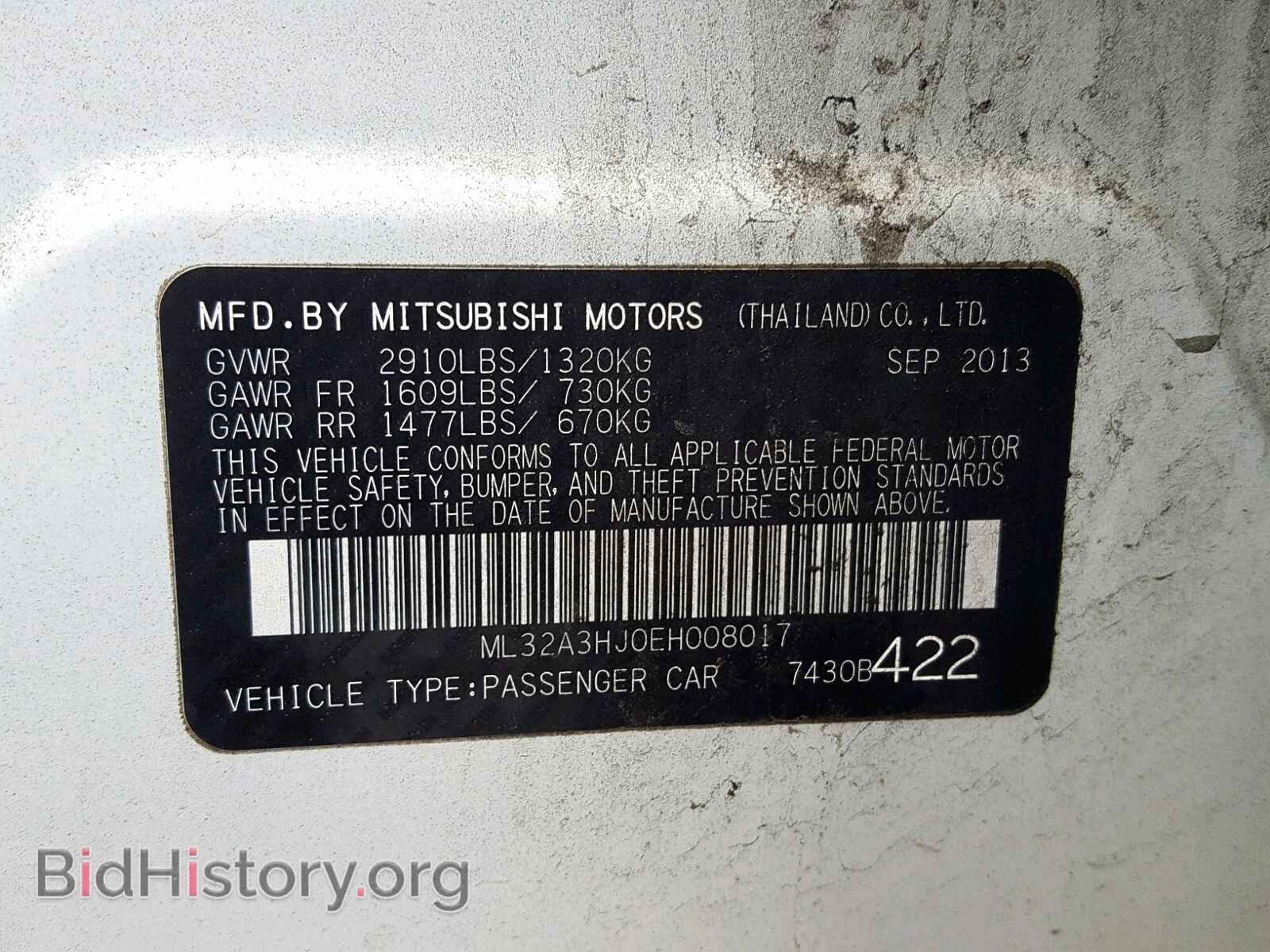 2014 MITSUBISHI MIRAGE - VIN: ML32A3HJ0EH008017 - Фото 10