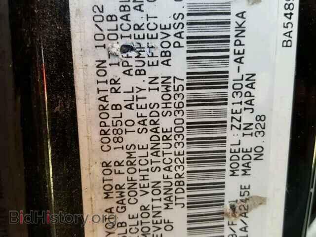 2003 TOYOTA COROLLA - VIN: JTDBR32E330036357 - Фото 10
