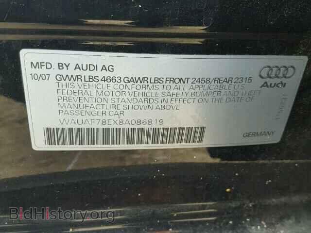 2008 AUDI A4 - VIN: WAUAF78EX8A086819 - Фото 10
