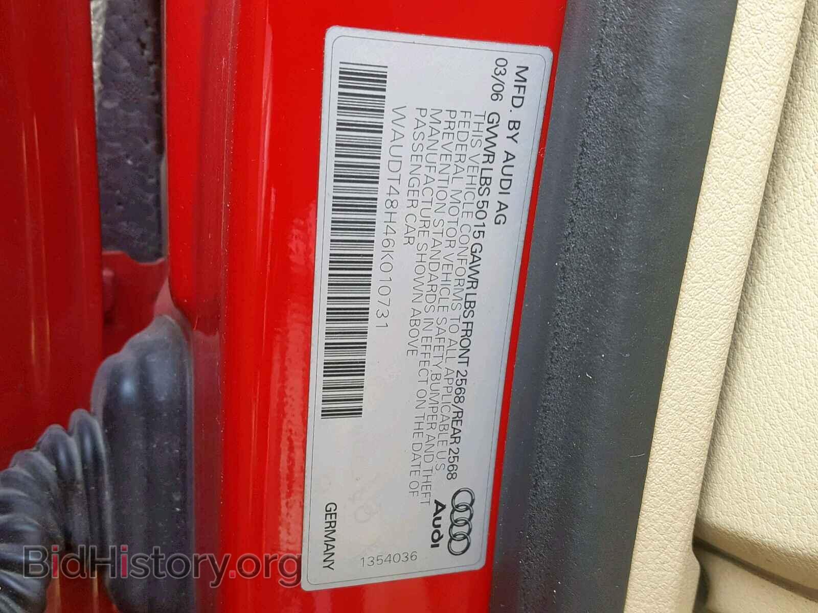 2006 AUDI A4 - VIN: WAUDT48H46K010731 - Фото 10