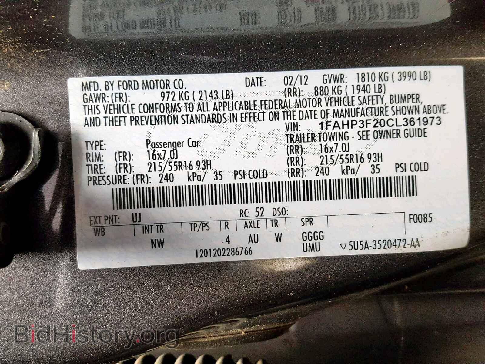 2012 FORD FOCUS SE - VIN: 1FAHP3F20CL361973 - Фото 10