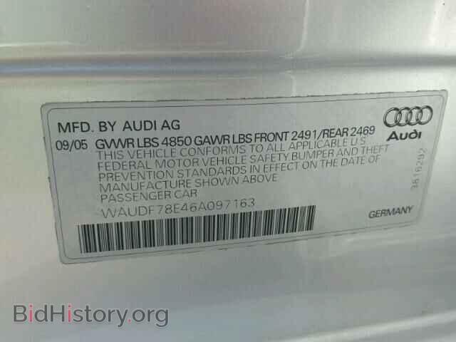 2006 AUDI A4 - VIN: WAUDF78E46A097163 - Фото 10