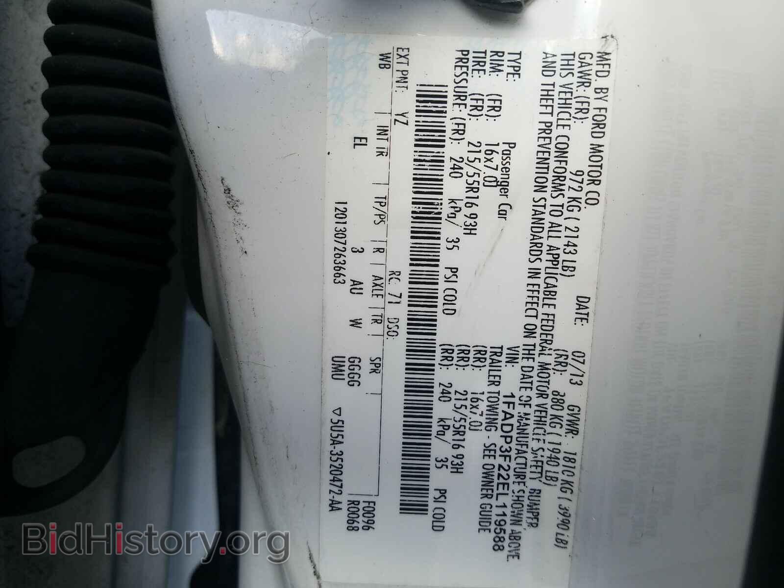 2014 FORD FOCUS - VIN: 1FADP3F22EL119588 - Фото 10