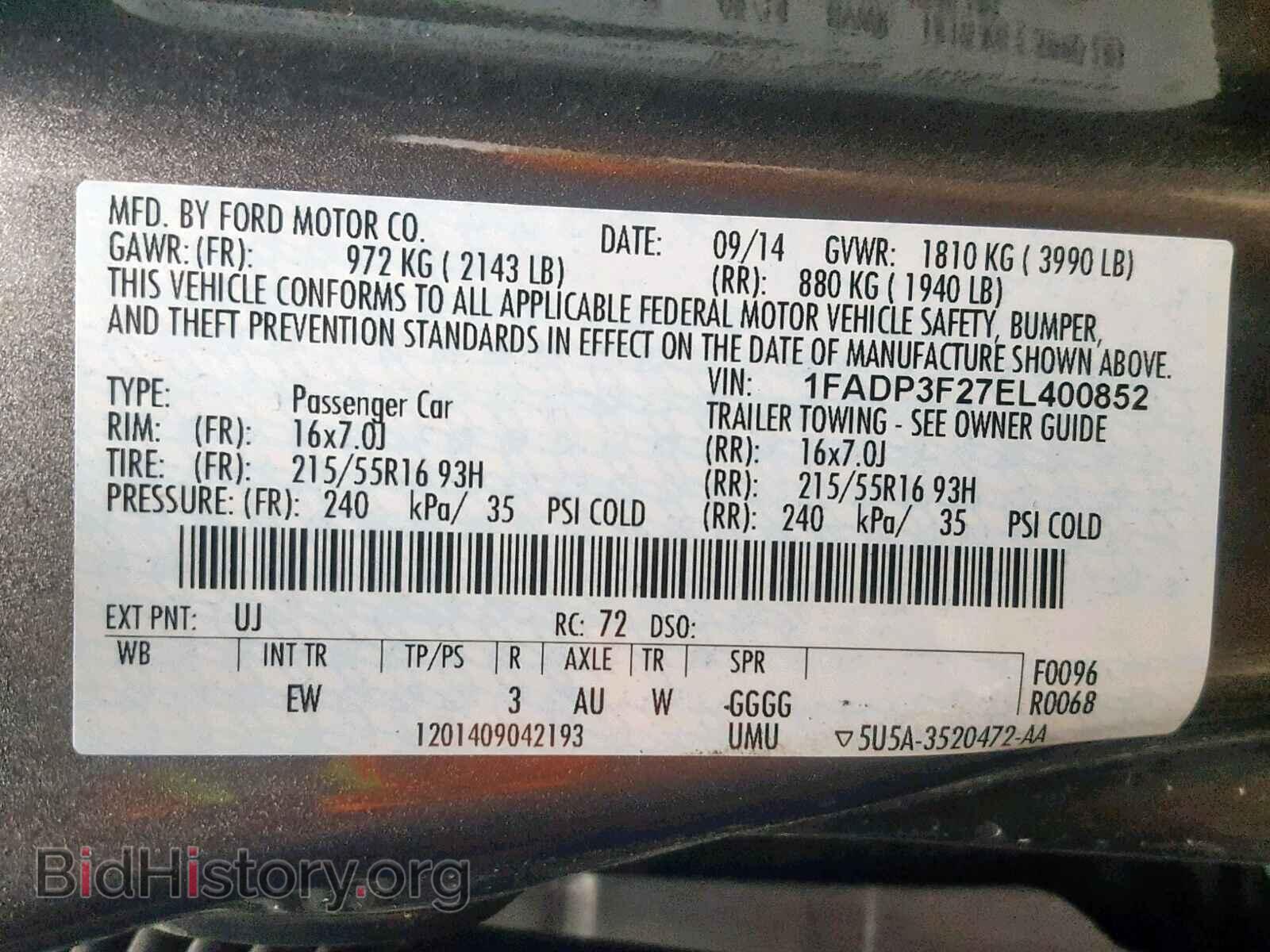 2014 FORD FOCUS SE - VIN: 1FADP3F27EL400852 - Фото 10