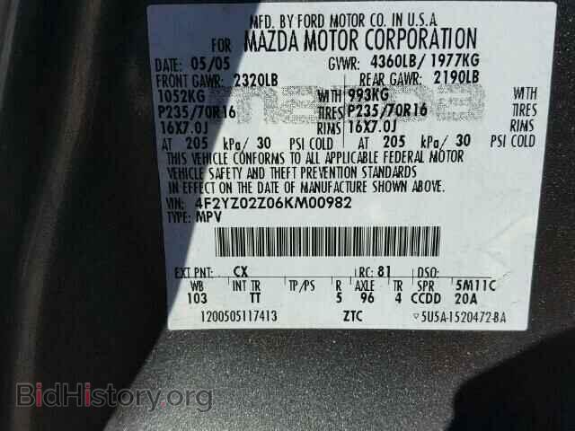 2006 MAZDA TRIBUTE - VIN: 4F2YZ02Z06KM00982 - Фото 10