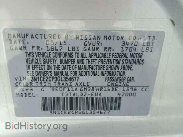 2016 NISSAN VERSA - VIN: 3N1CE2CP3GL354677 - Фото 10