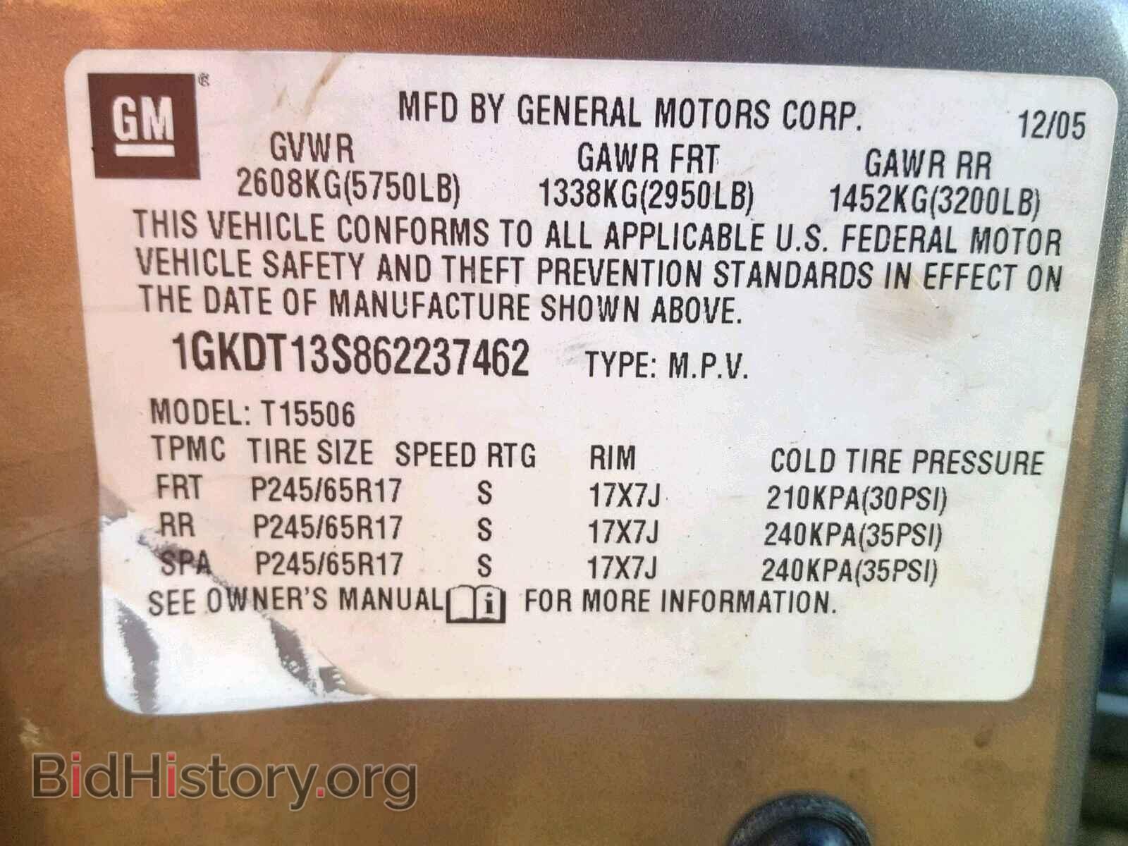 2006 GMC ENVOY - VIN: 1GKDT13S862237462 - Фото 10