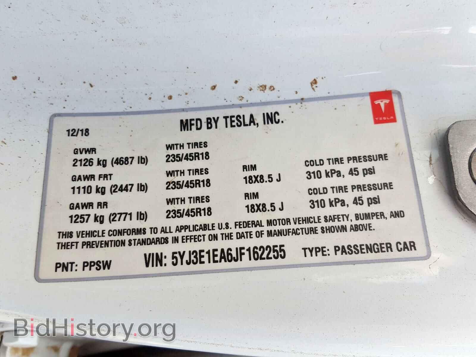 2018 TESLA MODEL 3 - VIN: 5YJ3E1EA6JF162255 - Photo 10