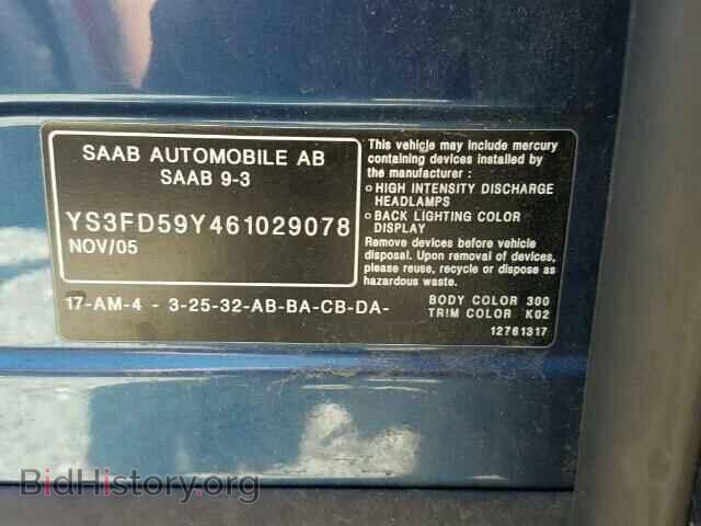 2006 SAAB 9 3 - VIN: YS3FD59Y461029078 - Photo 10