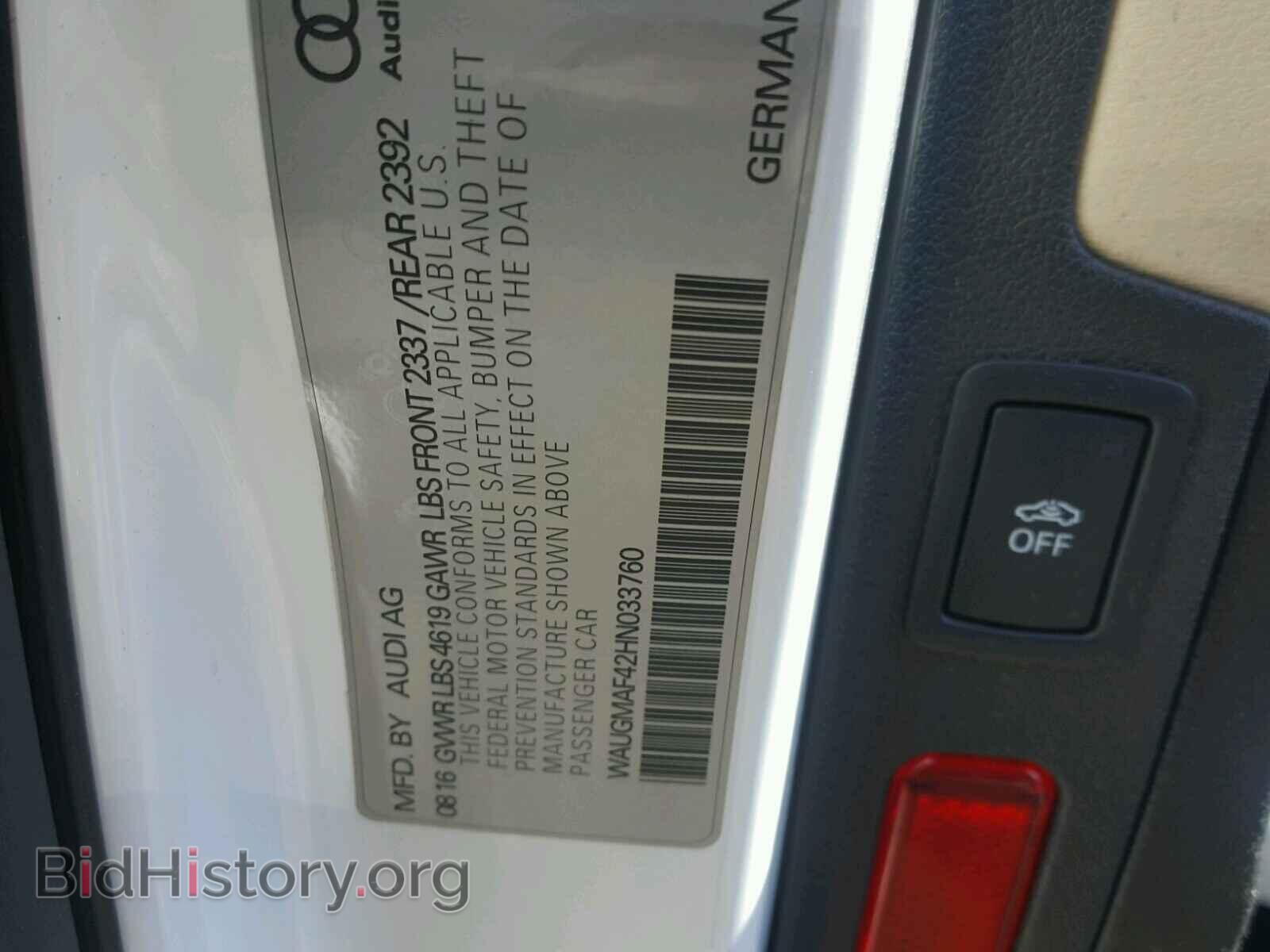 2017 AUDI A4 - VIN: WAUGMAF42HN033760 - Фото 10