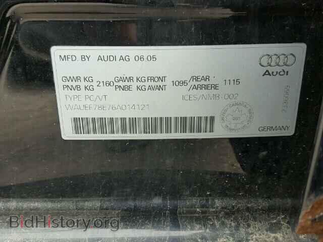 2006 AUDI A4 - VIN: WAUEF78E76A014121 - Фото 10