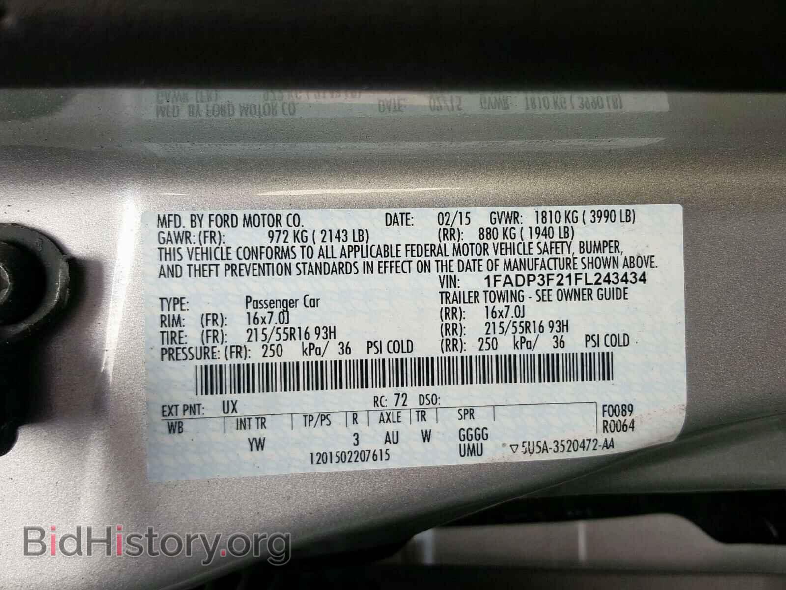 2015 FORD FOCUS - VIN: 1FADP3F21FL243434 - Фото 10