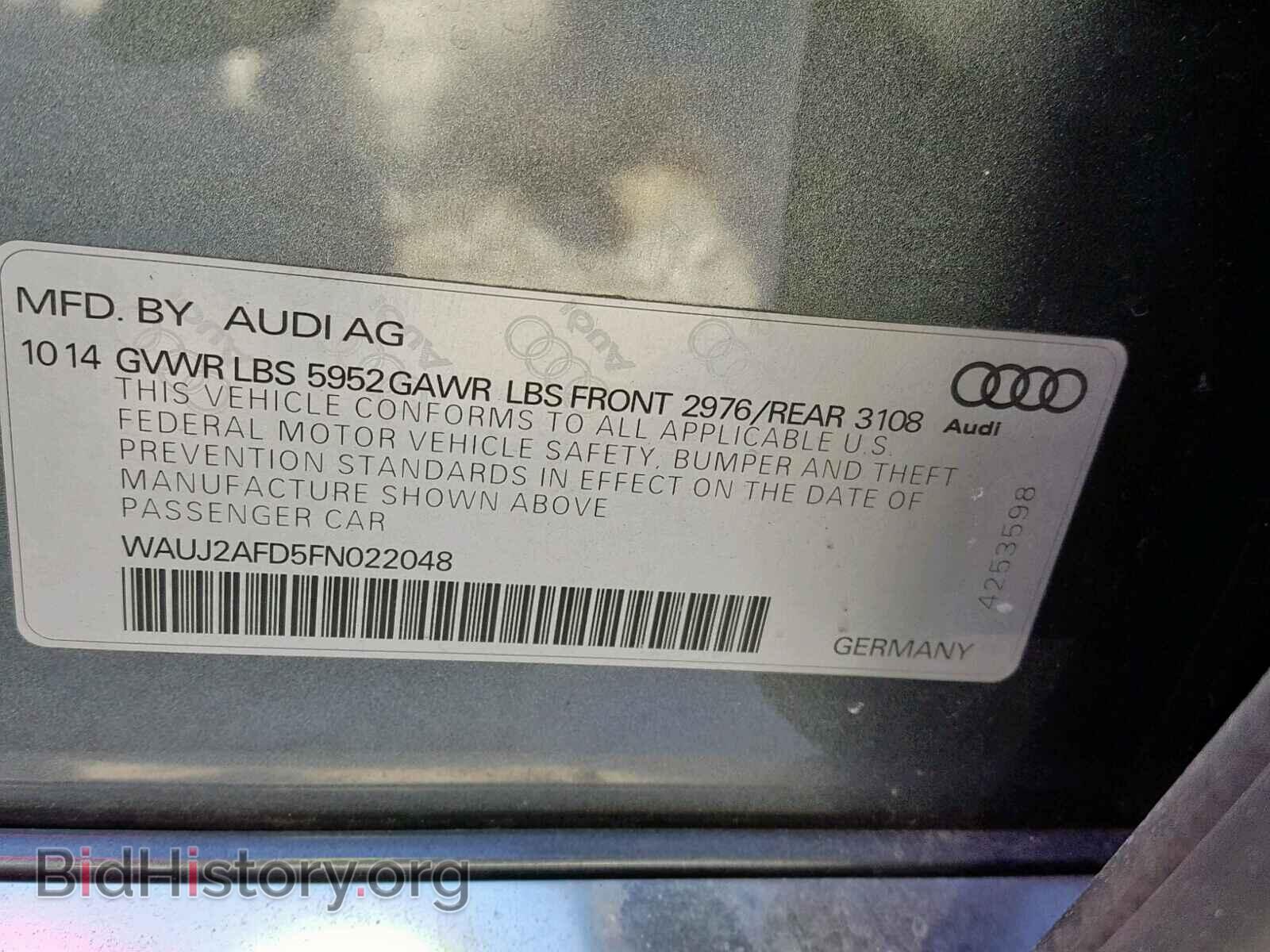 2015 AUDI A8 - VIN: WAUJ2AFD5FN022048 - Фото 10