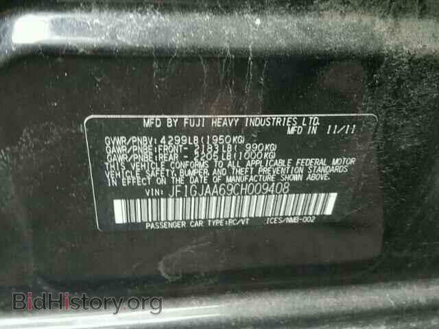 2012 SUBARU IMPREZA BA - VIN: JF1GJAA69CH009408 - Фото 10
