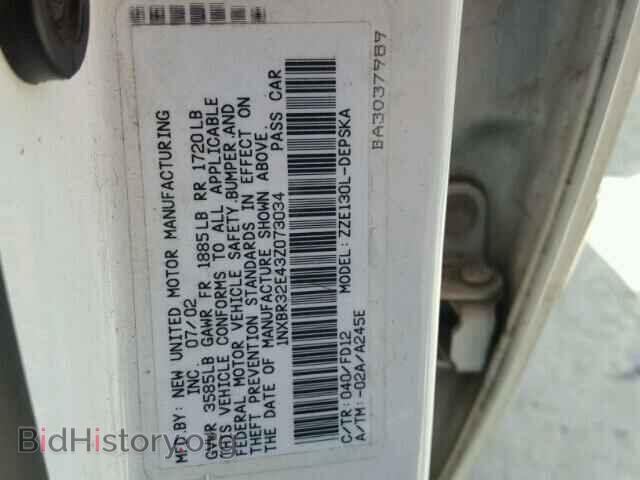 2003 TOYOTA COROLLA - VIN: 1NXBR32E43Z073034 - Фото 10