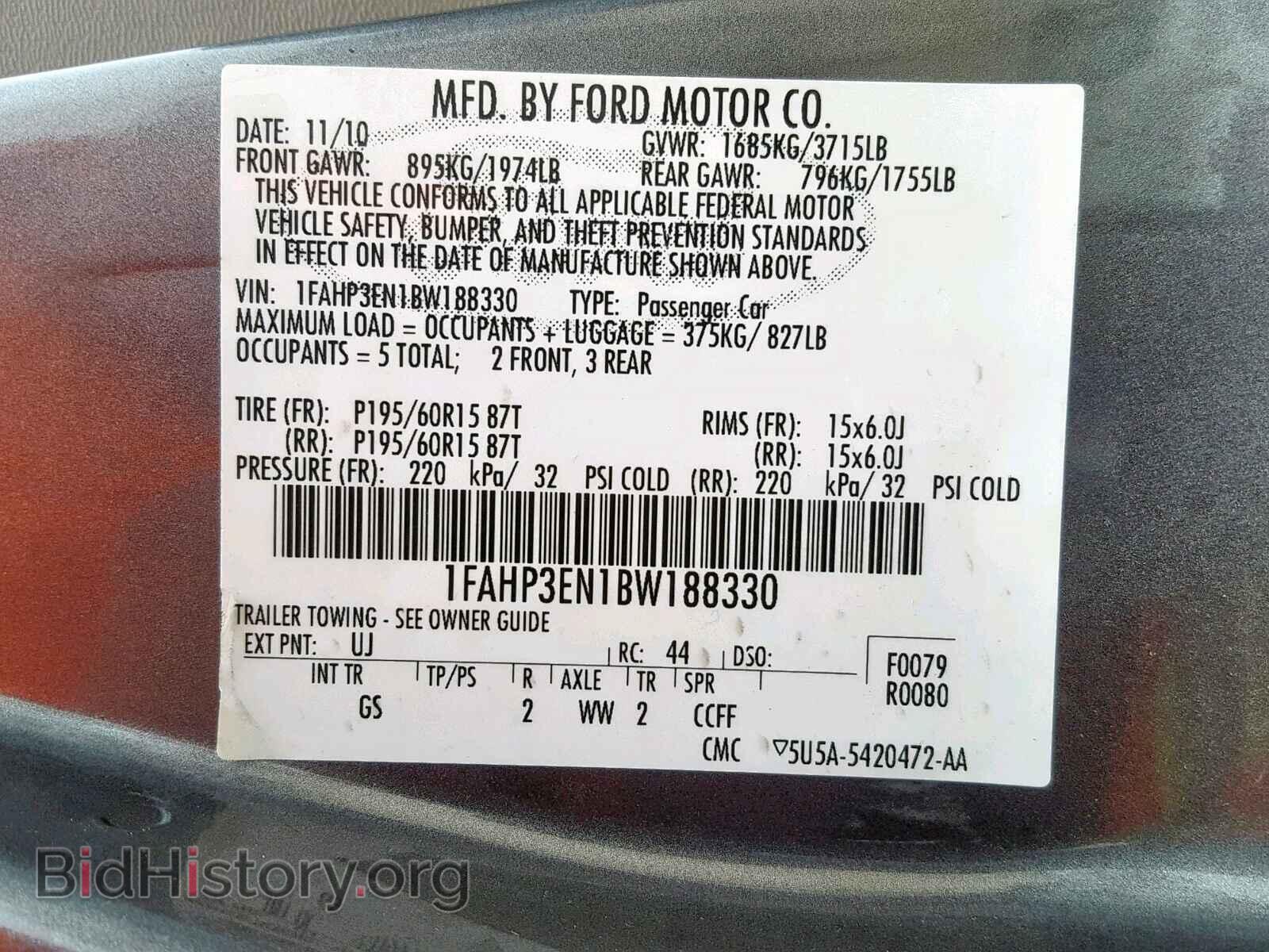 2011 FORD FOCUS - VIN: 1FAHP3EN1BW188330 - Фото 10