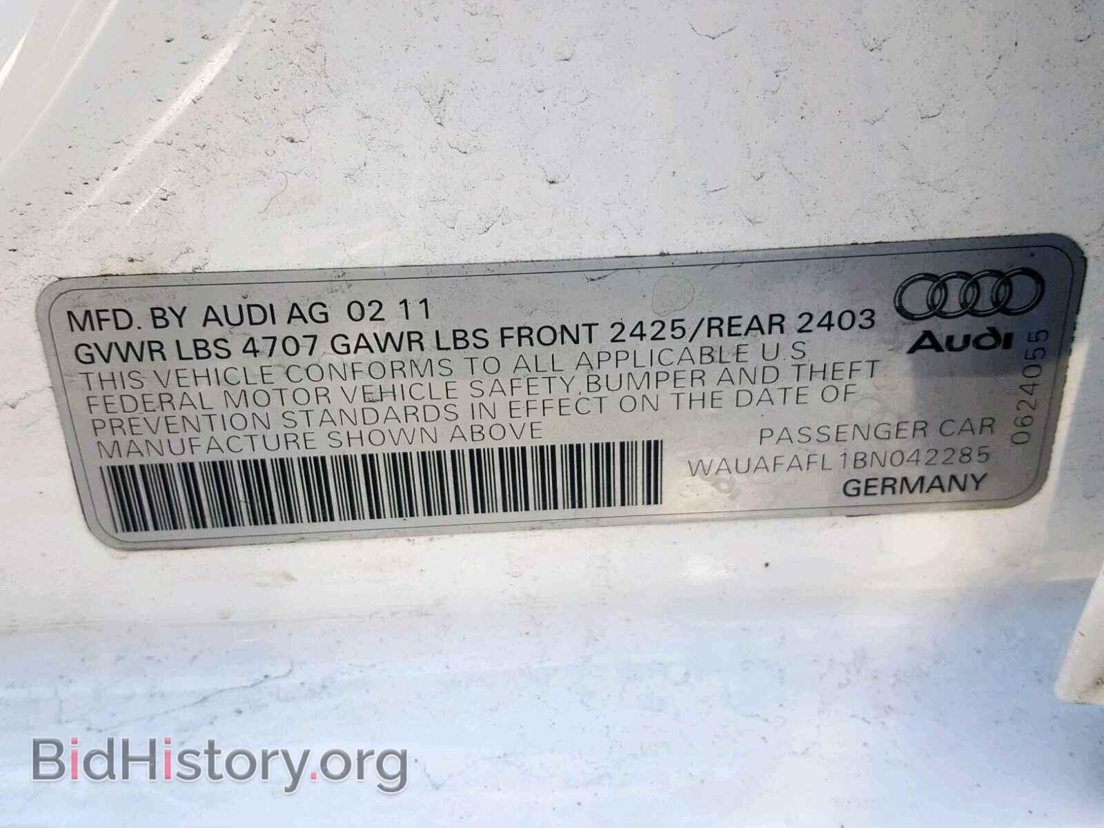2011 AUDI A4 - VIN: WAUAFAFL1BN042285 - Фото 10