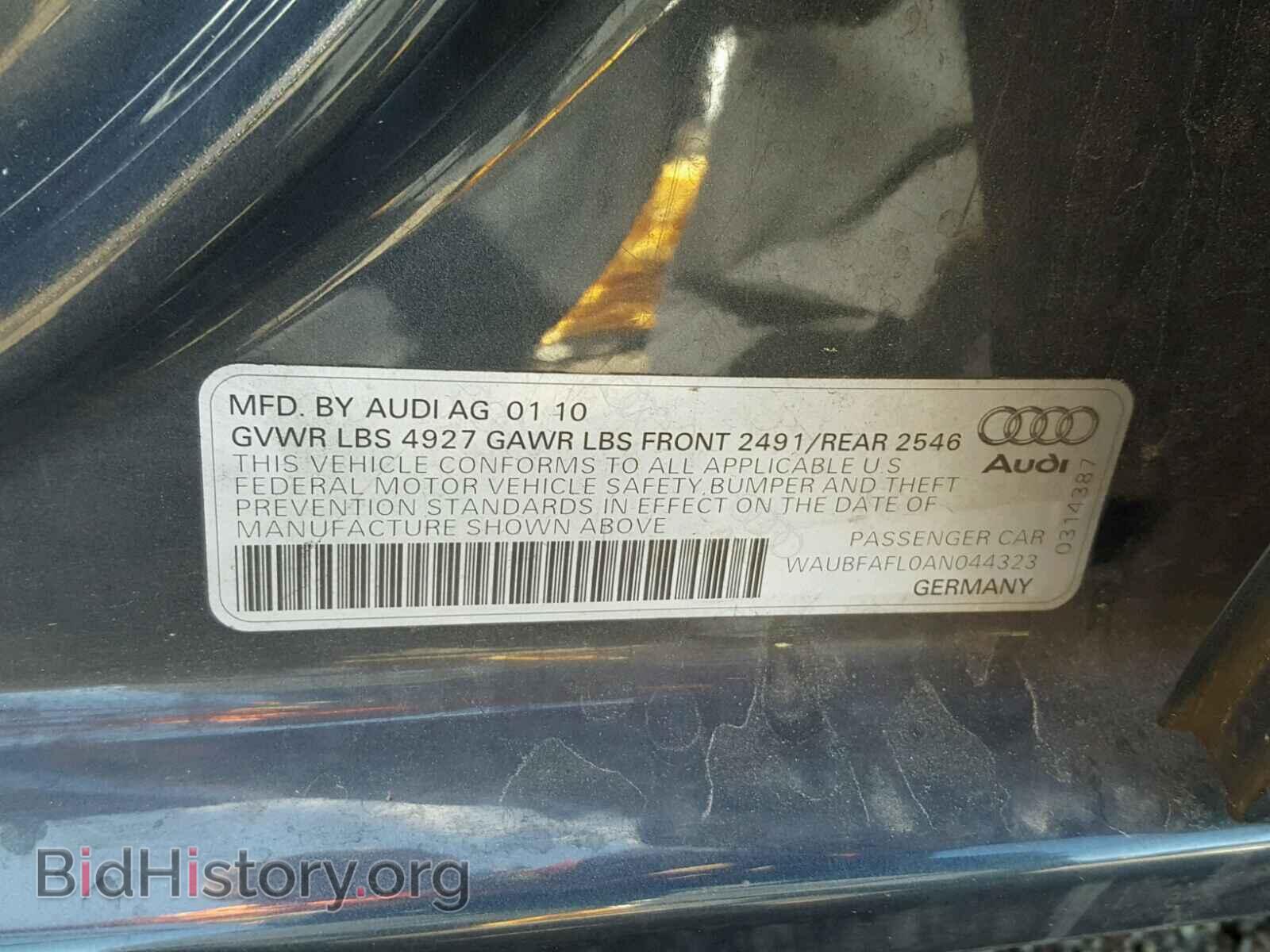 2010 AUDI A4 - VIN: WAUBFAFL0AN044323 - Фото 10