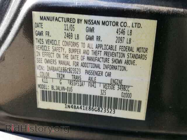 2006 NISSAN MAXIMA - VIN: 1N4BA41E86C823523 - Фото 10