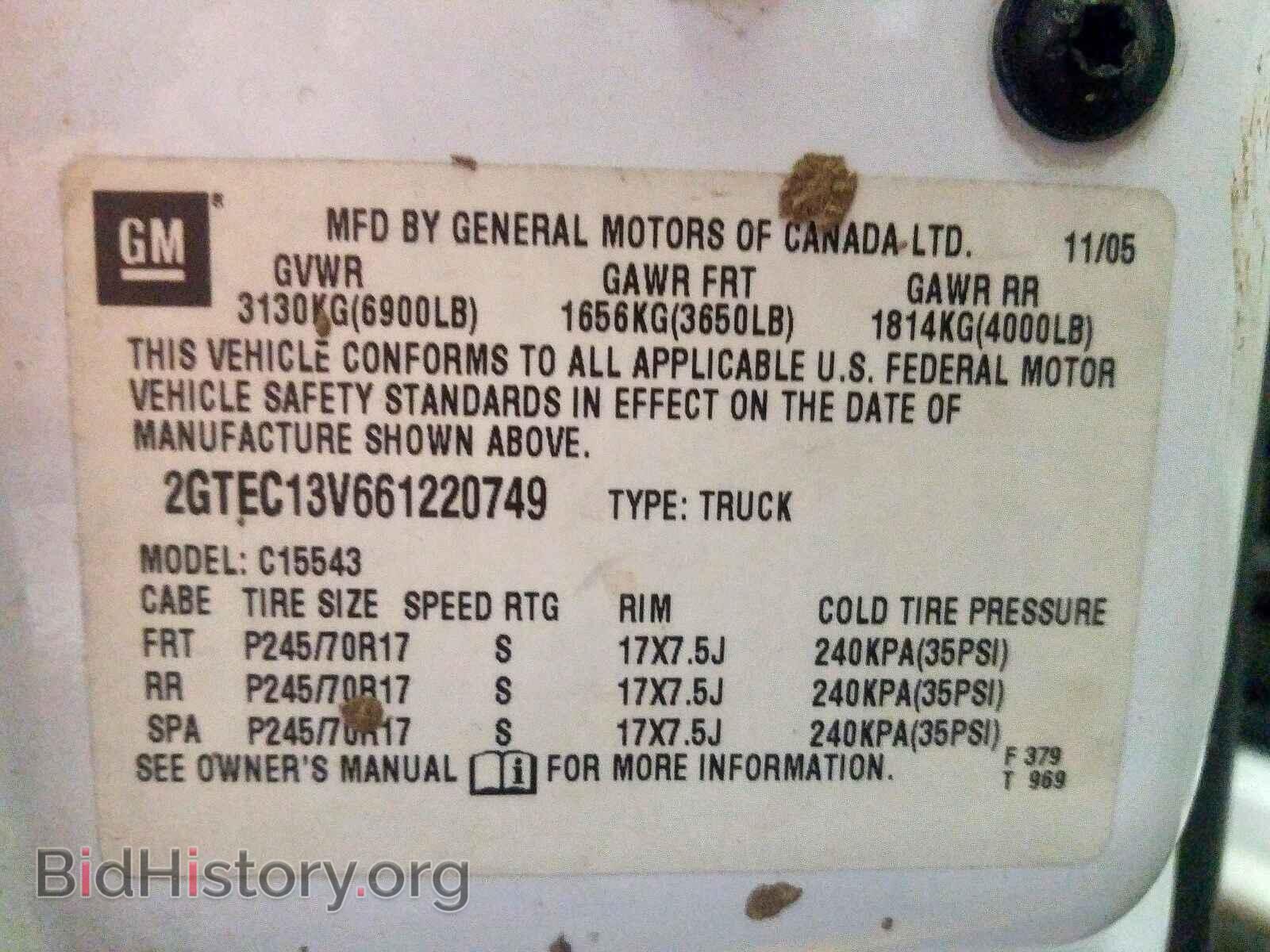 2006 GMC SIERRA - VIN: 2GTEC13V661220749 - Фото 10