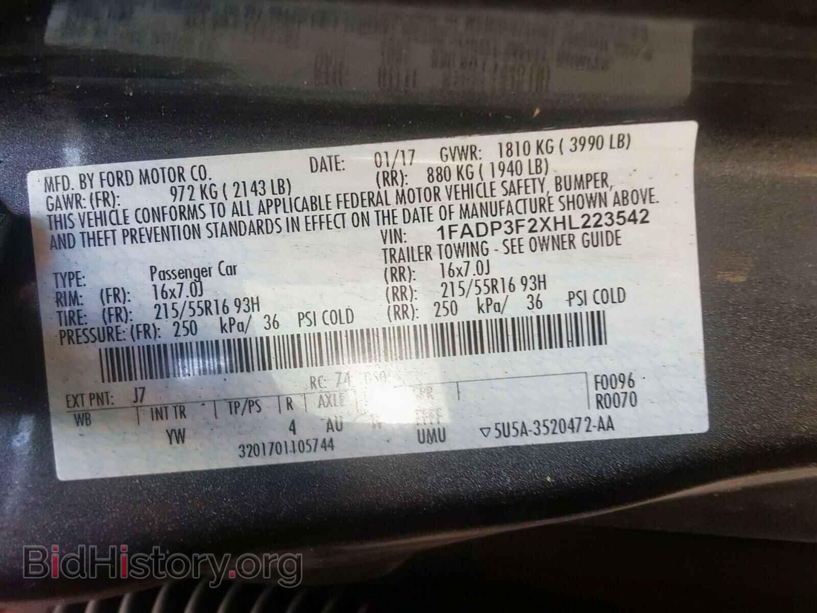 2017 FORD FOCUS - VIN: 1FADP3F2XHL223542 - Фото 10
