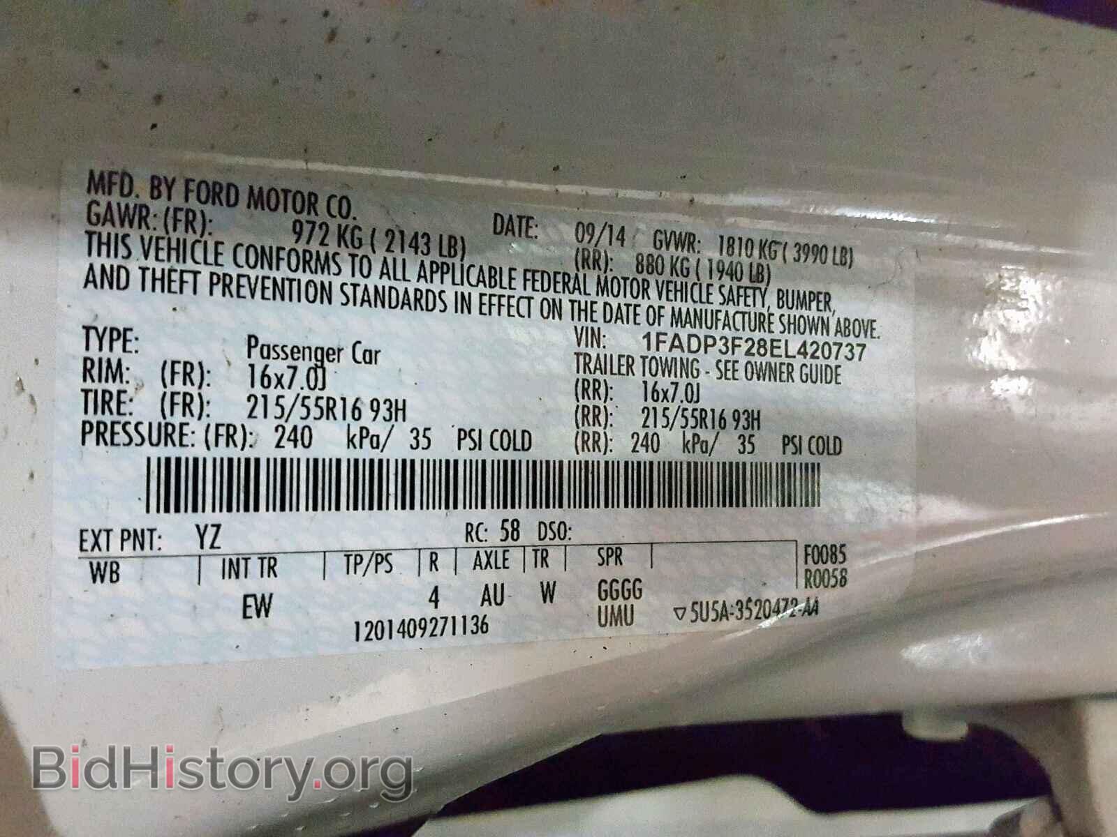 2014 FORD FOCUS SE - VIN: 1FADP3F28EL420737 - Фото 10