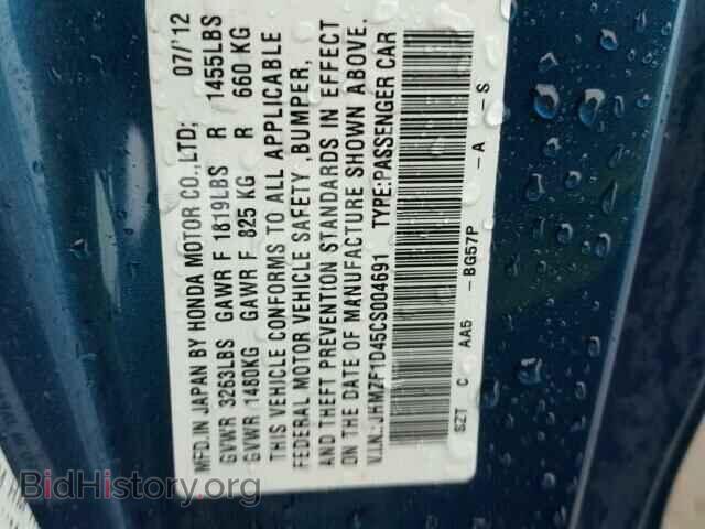 2012 HONDA CR-Z - VIN: JHMZF1D45CS004691 - Фото 10