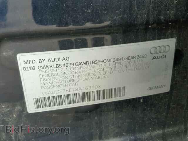 2008 AUDI A4 - VIN: WAUDF78E78A163403 - Фото 10