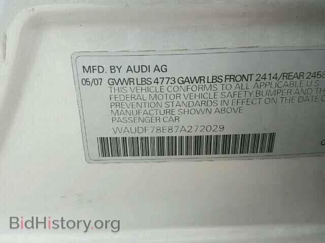 2007 AUDI A4 - VIN: WAUDF78E87A272029 - Фото 10