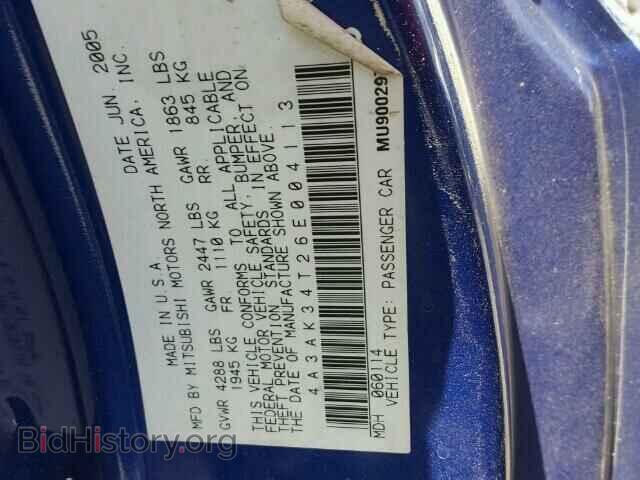 2006 MITSUBISHI ECLIPSE - VIN: 4A3AK34T26E004113 - Photo 10