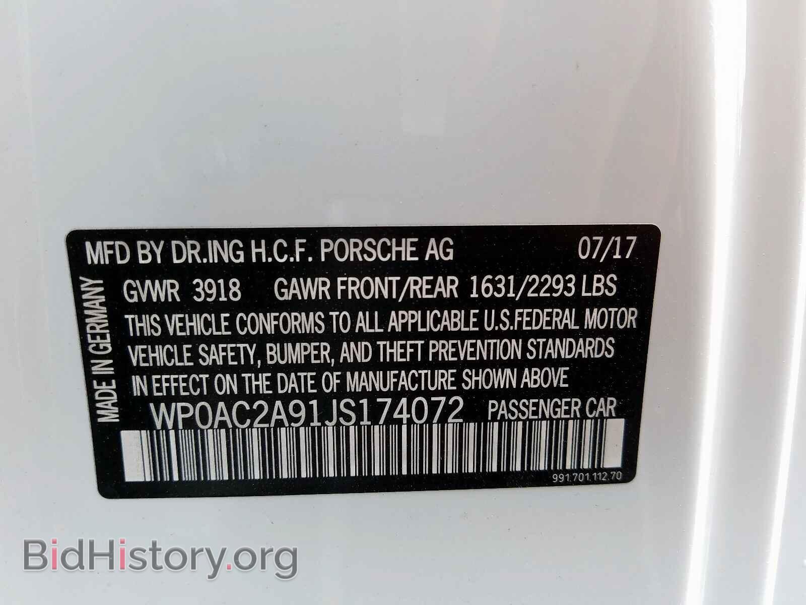 2019 PORSCHE 911 - VIN: WP0AC2A91JS174072 - Фото 10