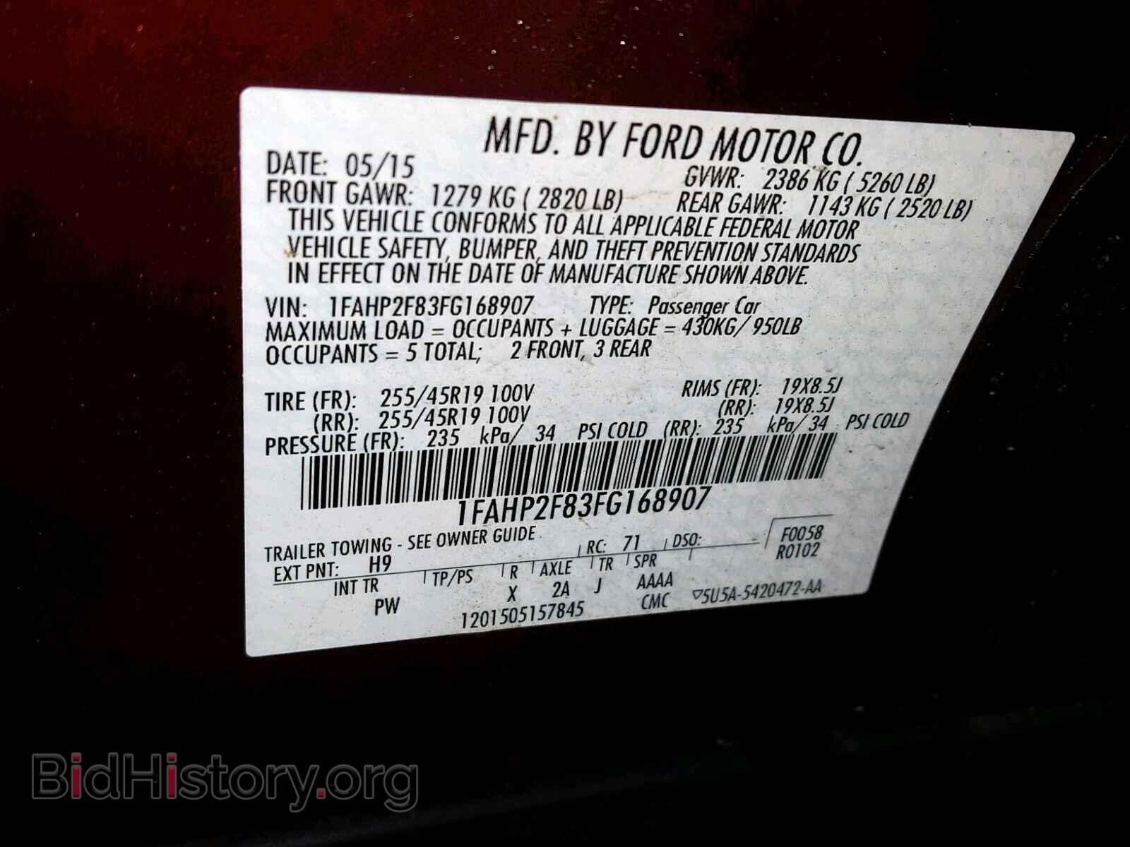 2015 FORD TAURUS - VIN: 1FAHP2F83FG168907 - Photo 10
