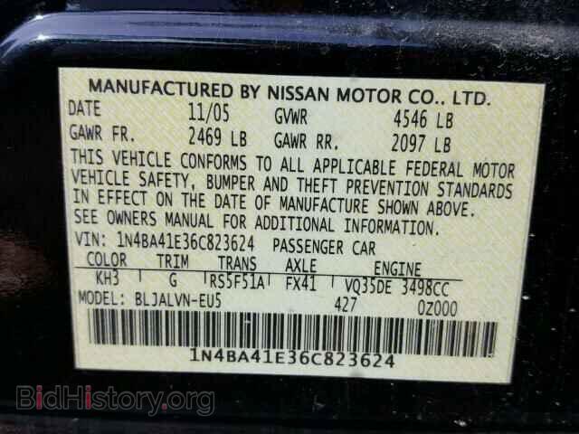 2006 NISSAN MAXIMA - VIN: 1N4BA41E36C823624 - Фото 10