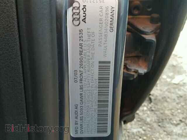 2004 AUDI A6 - VIN: WAULT64B34N020896 - Фото 10