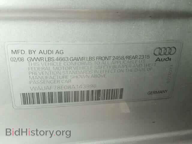 2008 AUDI A4 - VIN: WAUAF78E08A143996 - Фото 10