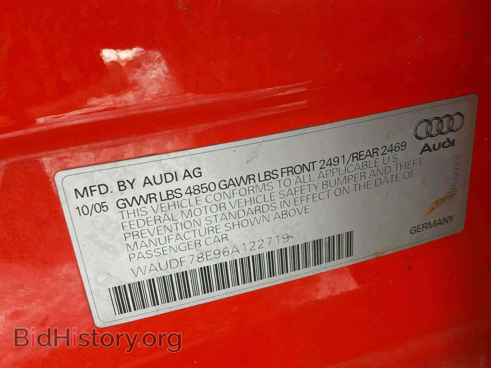 2006 AUDI A4 - VIN: WAUDF78E96A12W719 - Photo 10