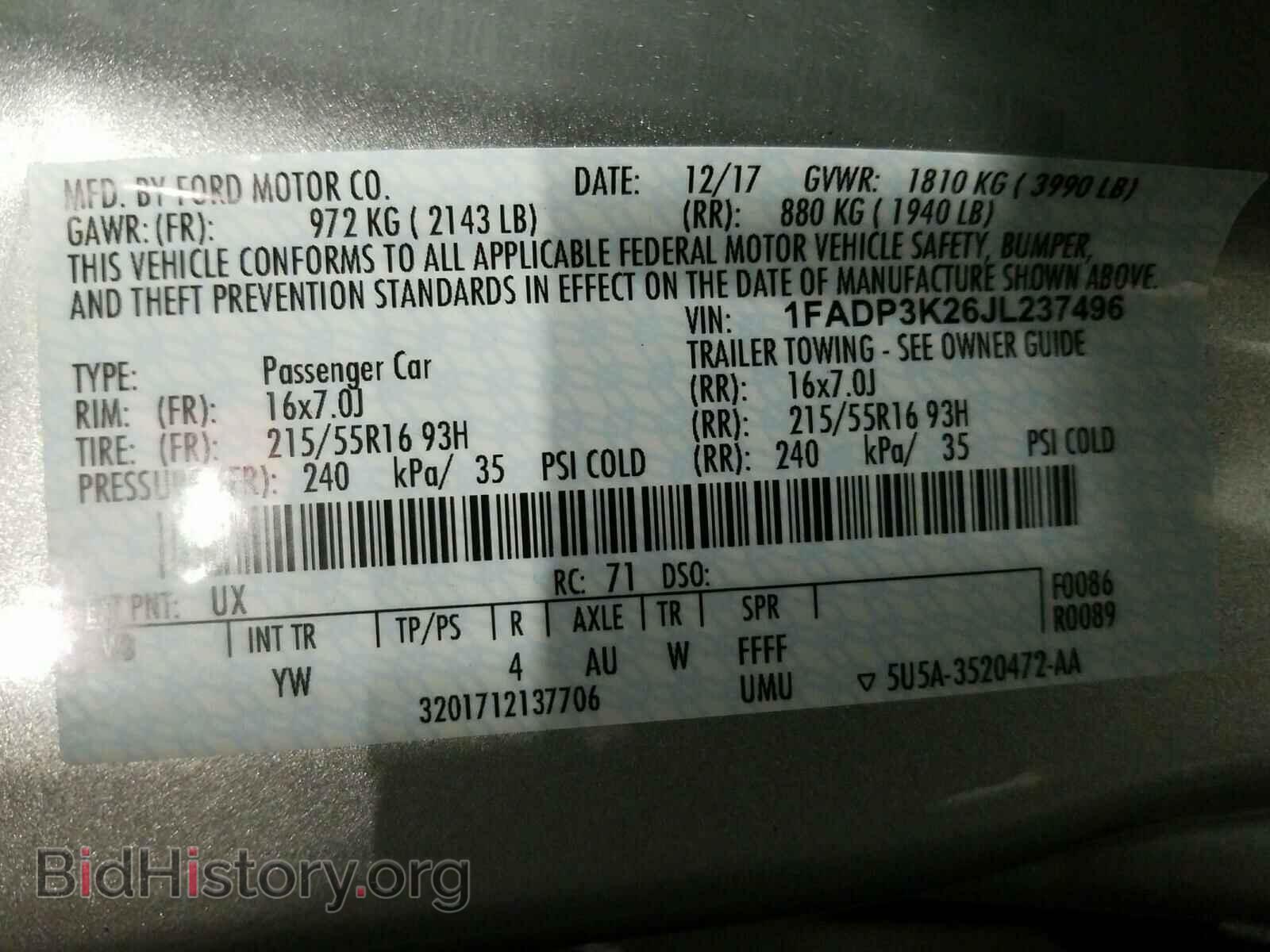 2018 FORD FOCUS - VIN: 1FADP3K26JL237496 - Фото 10