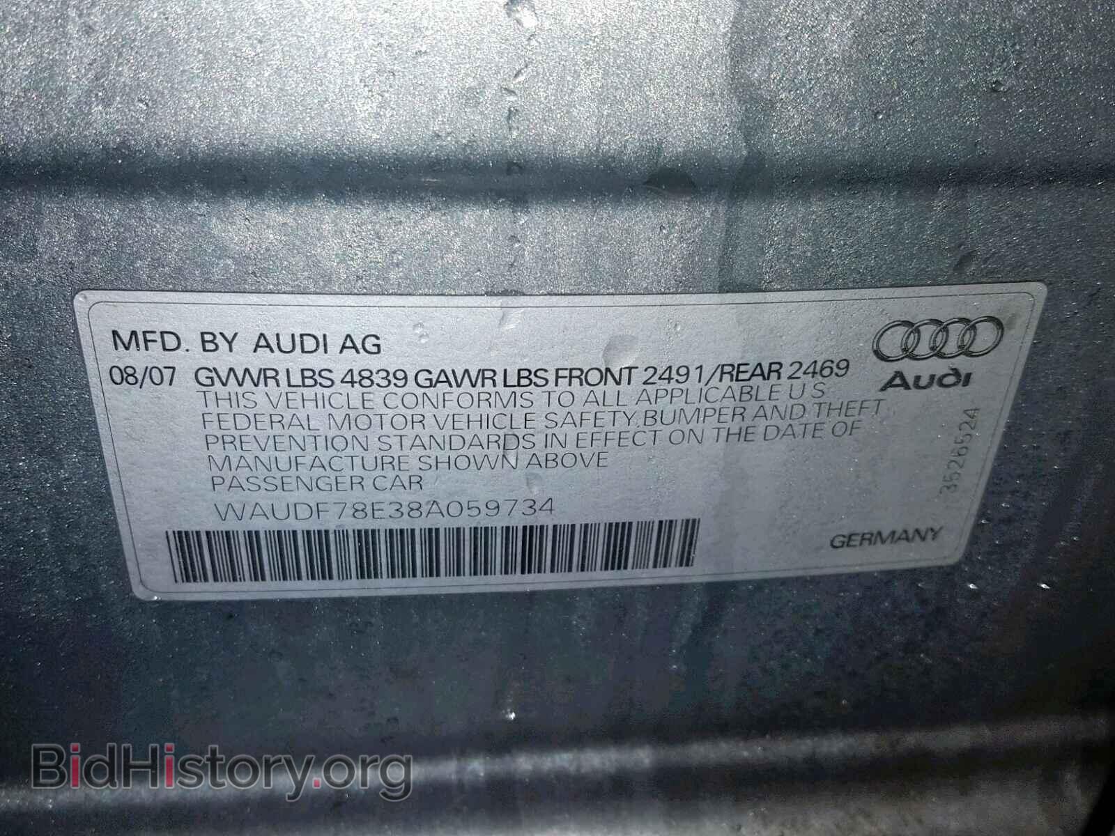 2008 AUDI A4 - VIN: WAUDF78E38A059734 - Фото 10