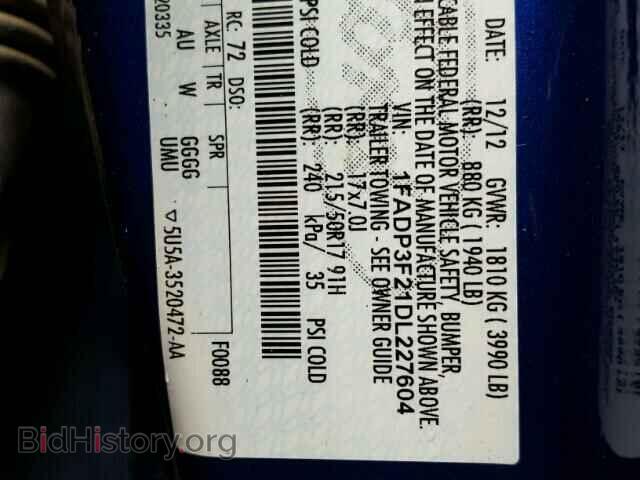 2013 FORD FOCUS - VIN: 1FADP3F21DL227604 - Фото 10