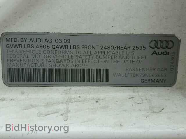 2009 AUDI A4 - VIN: WAULF78K79N063653 - Фото 10