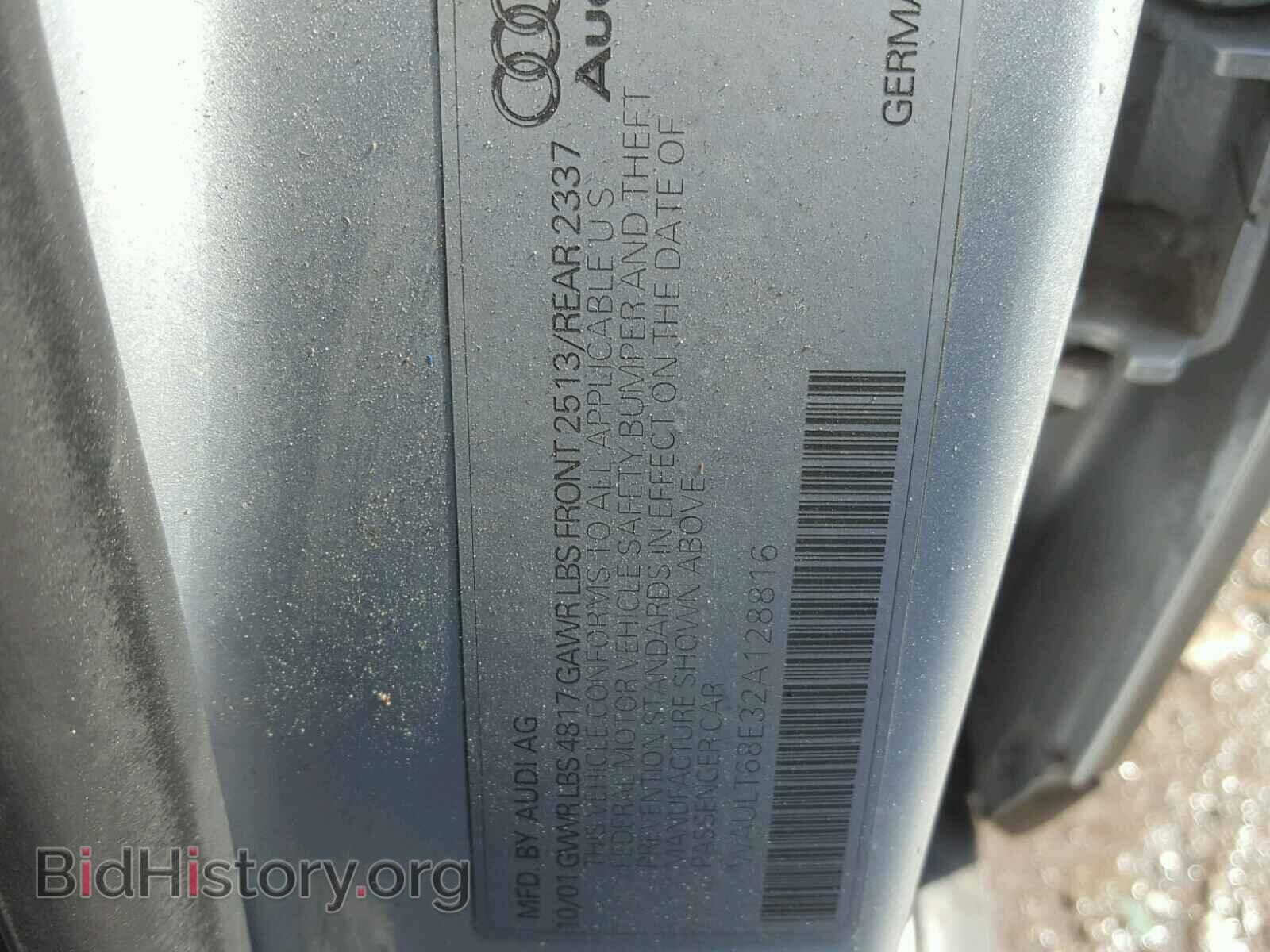 2002 AUDI A4 - VIN: WAULT68E32A128816 - Photo 10