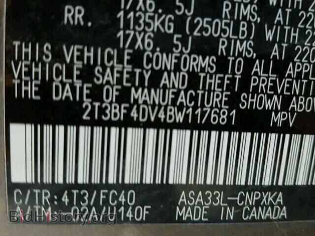 2011 TOYOTA RAV4 - VIN: 2T3BF4DV4BW117681 - Фото 10
