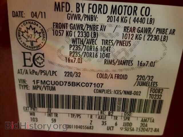 2011 FORD ESCAPE - VIN: 1FMCU0D75BKC07107 - Photo 10