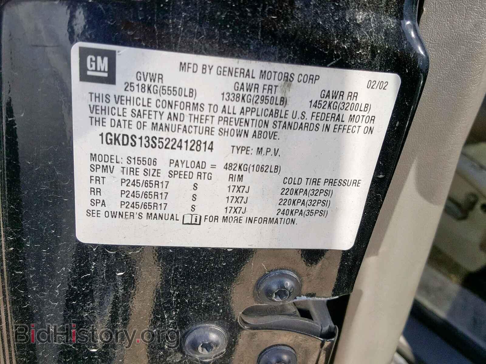 2002 GMC ENVOY - VIN: 1GKDS13S522412814 - Photo 10