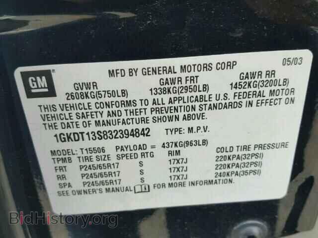 2003 GMC ENVOY - VIN: 1GKDT13S832394842 - Фото 10