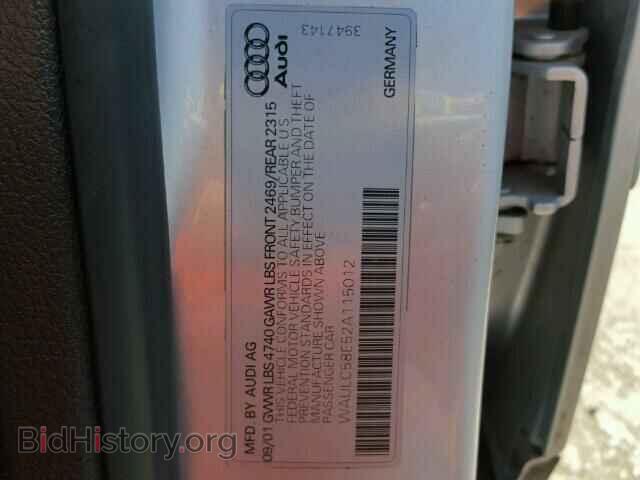2002 AUDI A4 - VIN: WAULC58E52A115012 - Фото 9